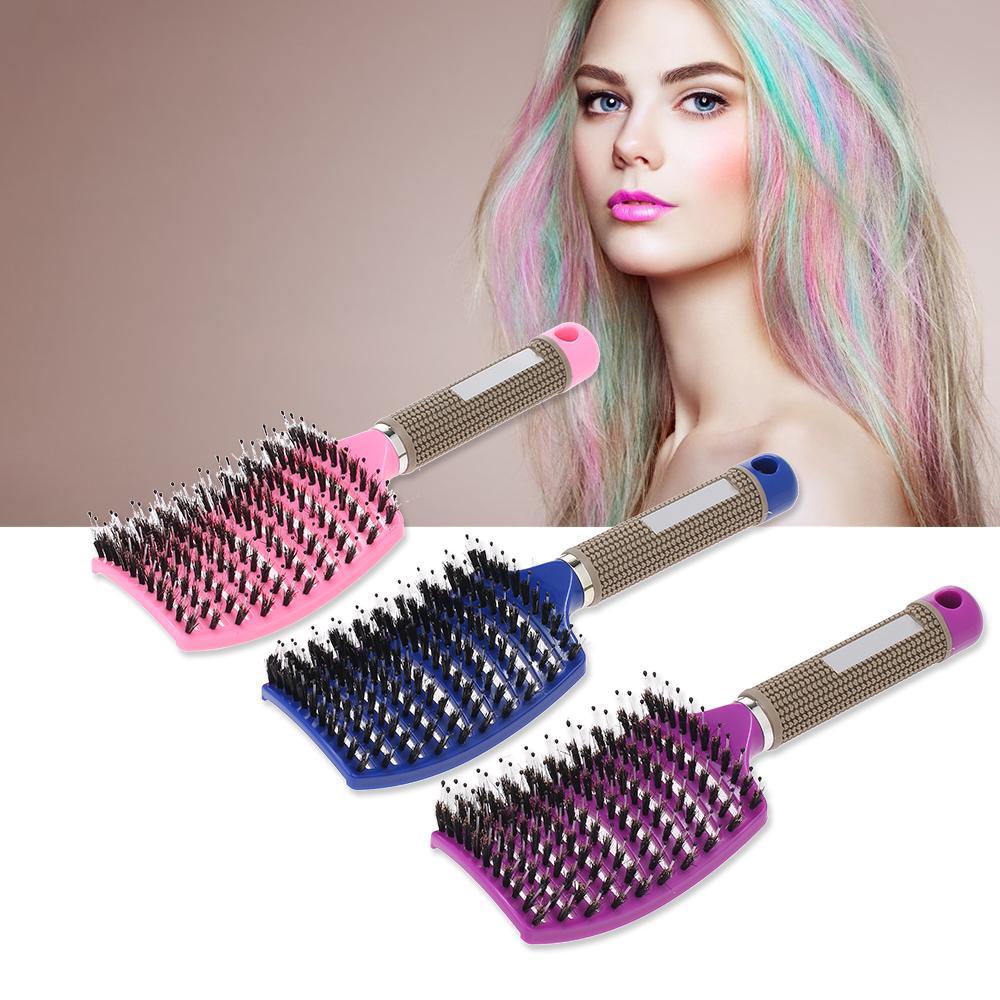 

1pc Curved Bristle Hair Brush, Detangling Hair Brush, Scalp Massage Hair Styling Comb For All Hair Types