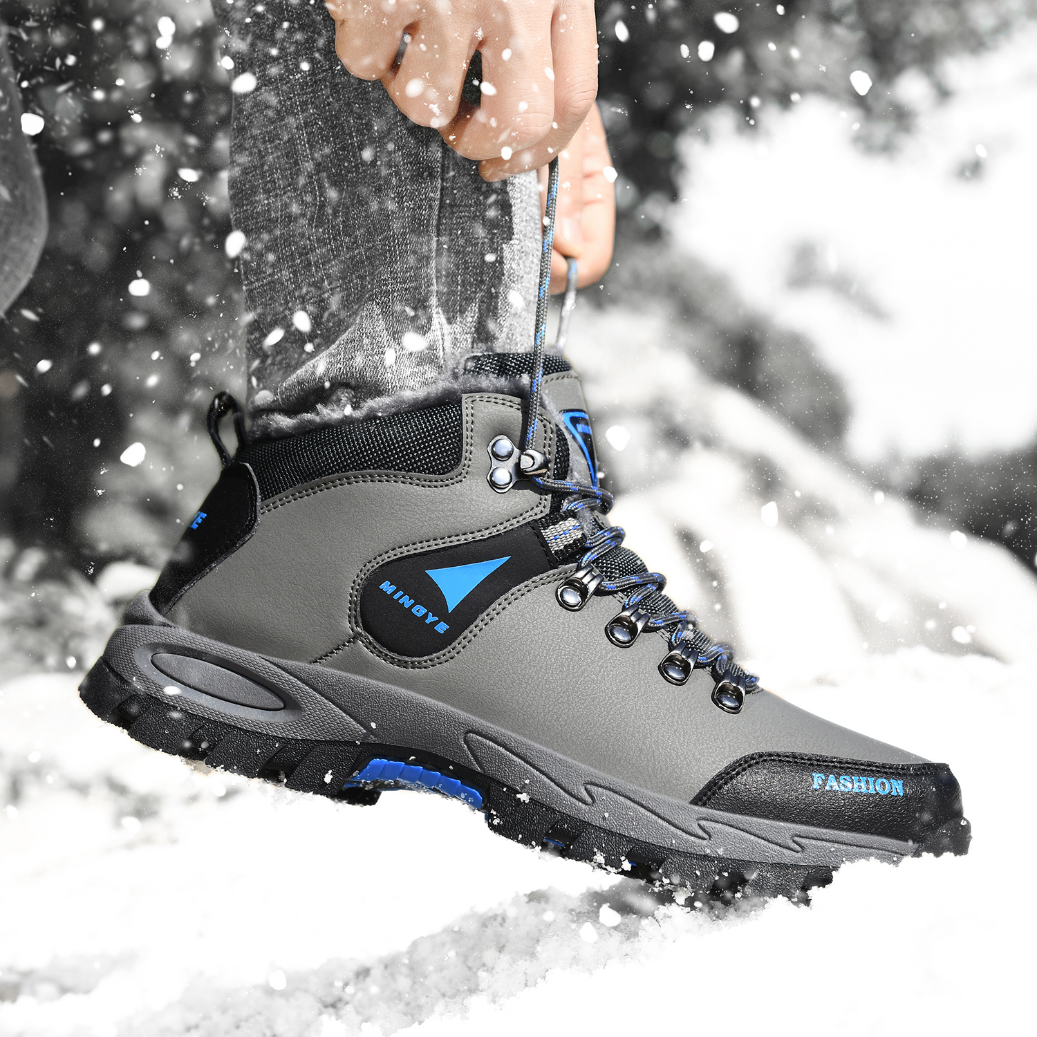 Men's Snow Boots, Warm Fleece Cozy Non-slip Ankle Boots Plush Comfy Outdoor  Hiking Shoes Fur Lined Trekking Shoes, Winter - Temu