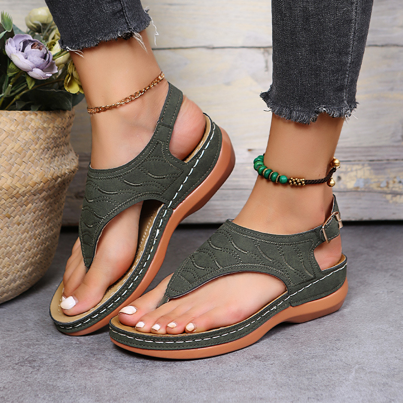 Women s Platform Flats Sandals Fashion Buckle Flip Flops Casual Beach 