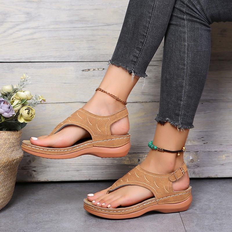  Womens Platform Sandals Fashion Retro Sandals Toe Flat Summer  Sandals Women Straps Women's Sandals Outdoor Women Sandals (Brown, 8.5) :  Sports & Outdoors