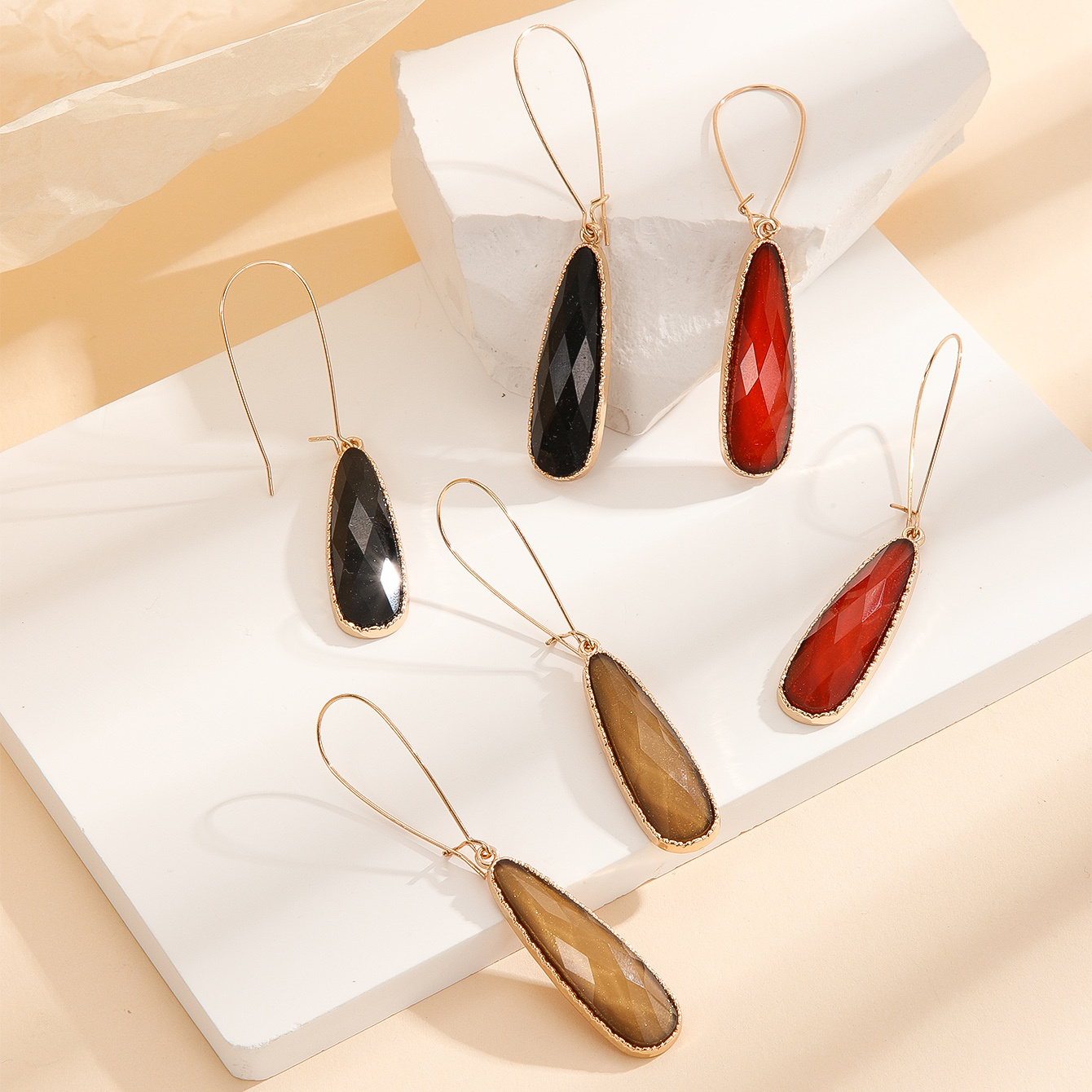 3 Pairs Women's Geometric Water Drop Earrings Set