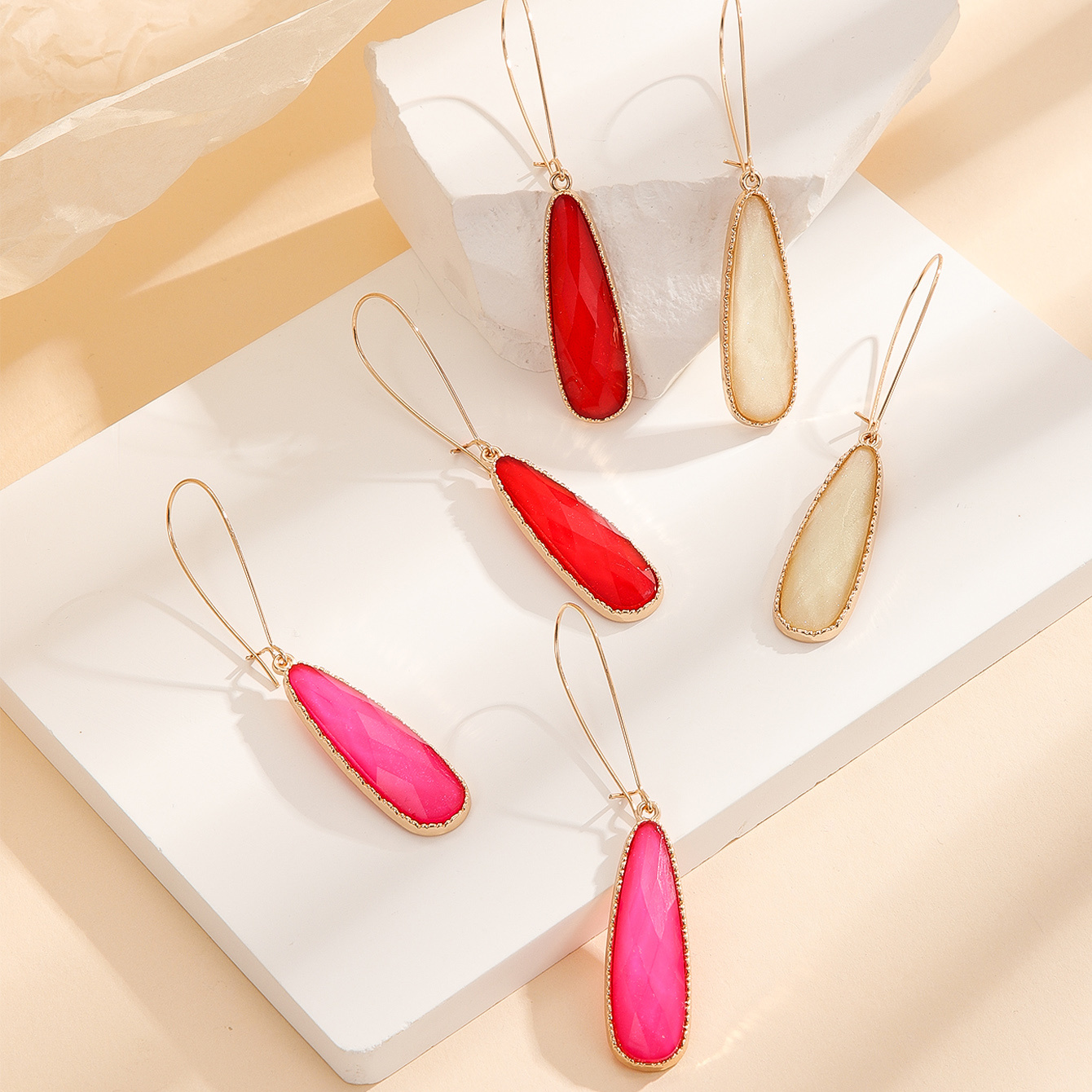 3 Pairs Women's Geometric Water Drop Earrings Set