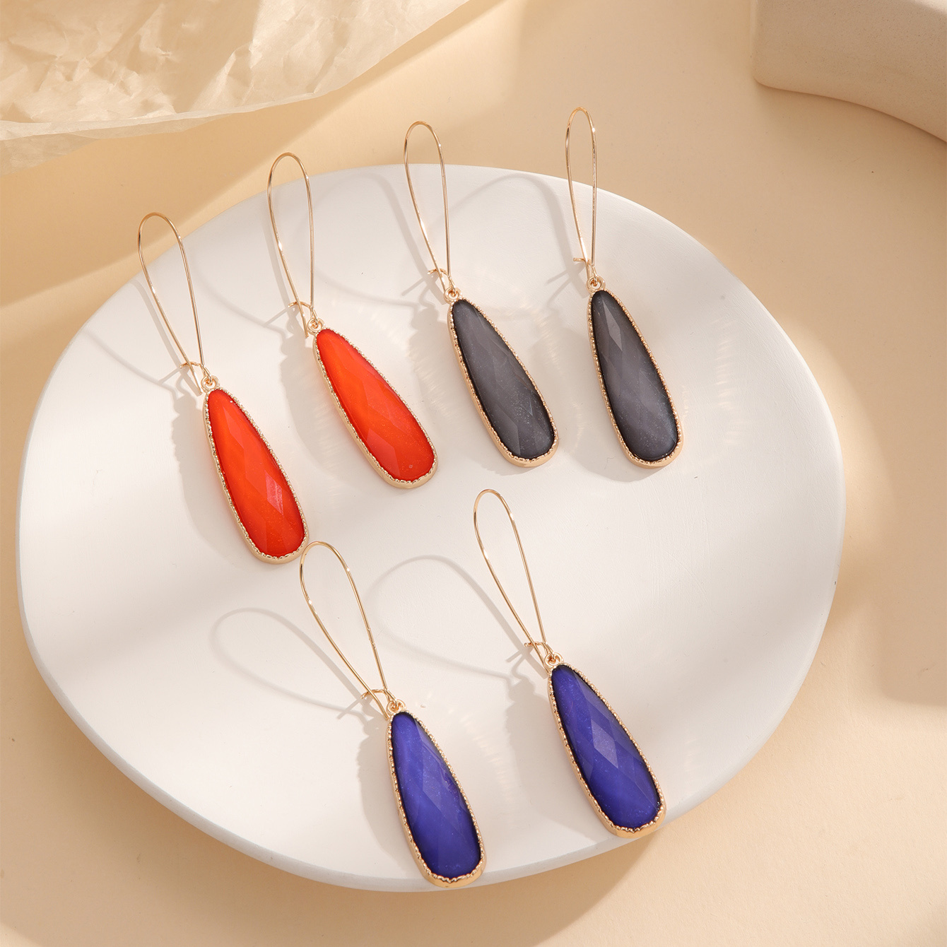 3 Pairs Women's Geometric Water Drop Earrings Set