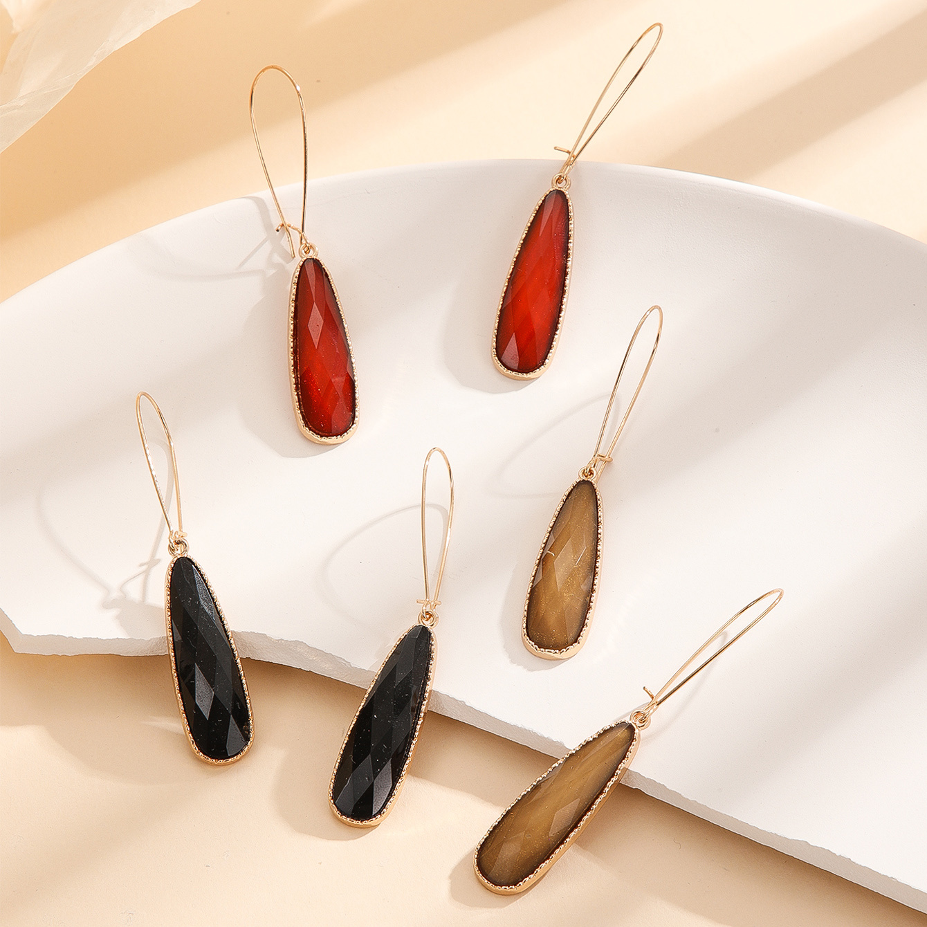 3 Pairs Women's Geometric Water Drop Earrings Set