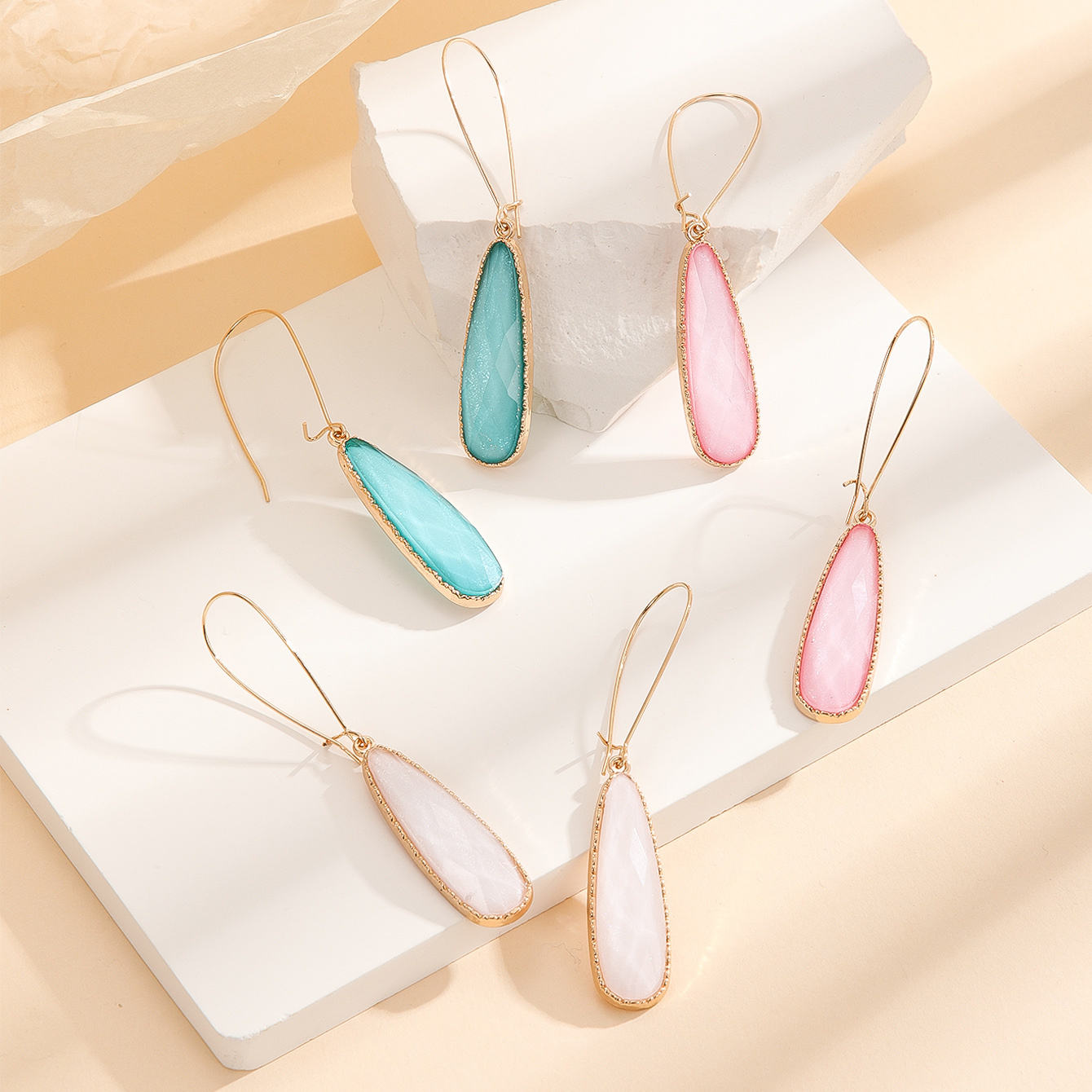 3 Pairs Women's Geometric Water Drop Earrings Set