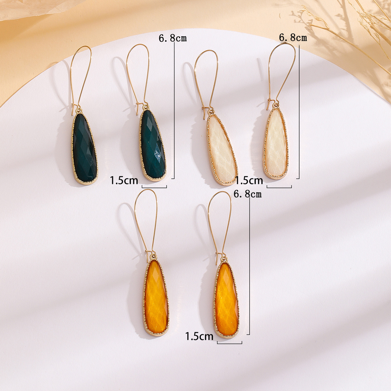 3 Pairs Women's Geometric Water Drop Earrings Set