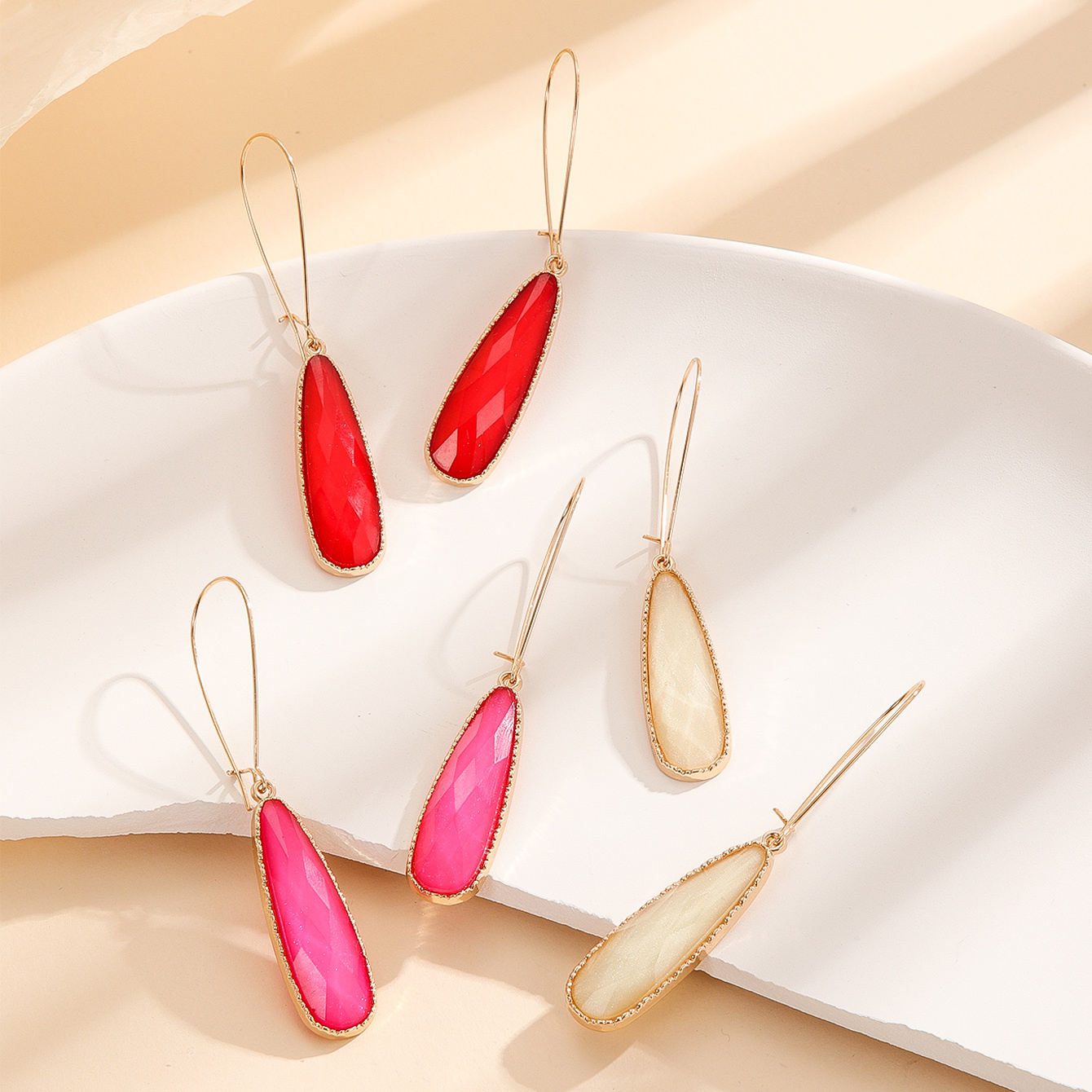 3 Pairs Women's Geometric Water Drop Earrings Set