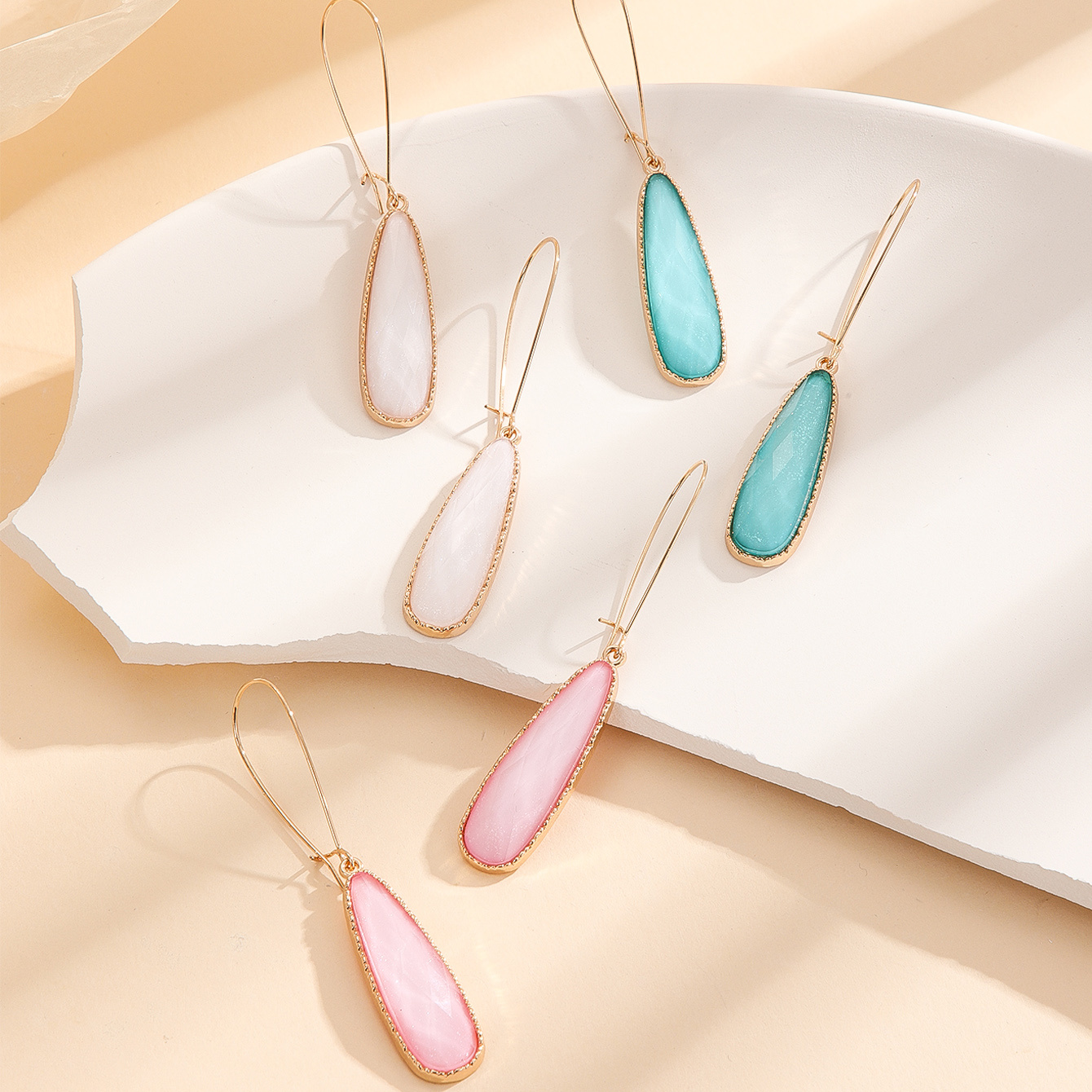 3 Pairs Women's Geometric Water Drop Earrings Set