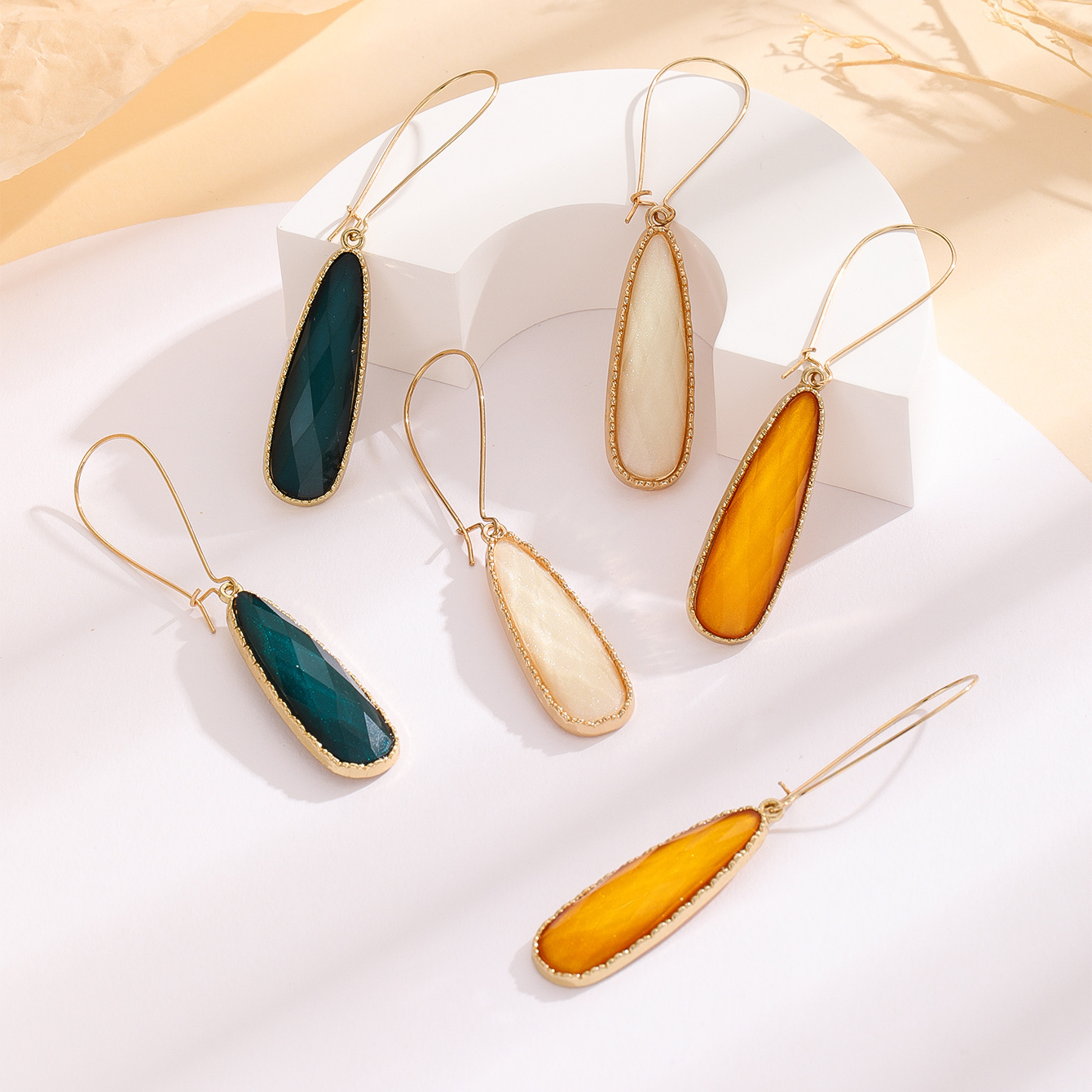 3 Pairs Women's Geometric Water Drop Earrings Set