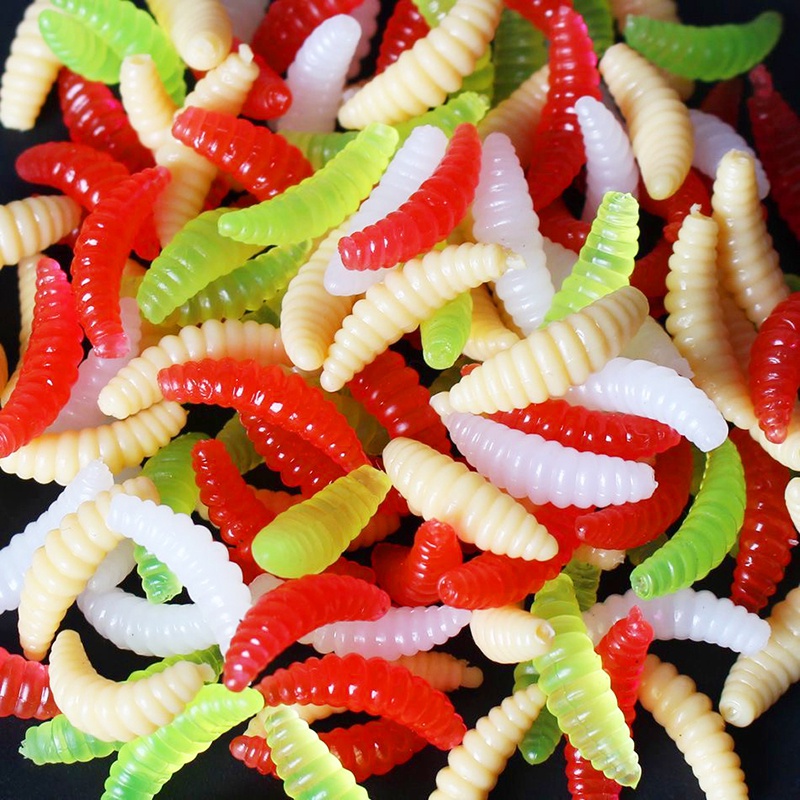 

50/100pcs Fluorescent Maggot Soft Lure Set - Irresistible Smelly Bread Worms For Successful Fishing