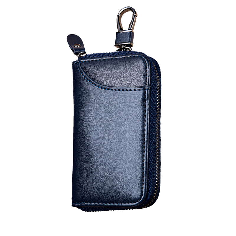 Men Leather Zip Around 6 Hook Key Case Car Key Holder Wallet