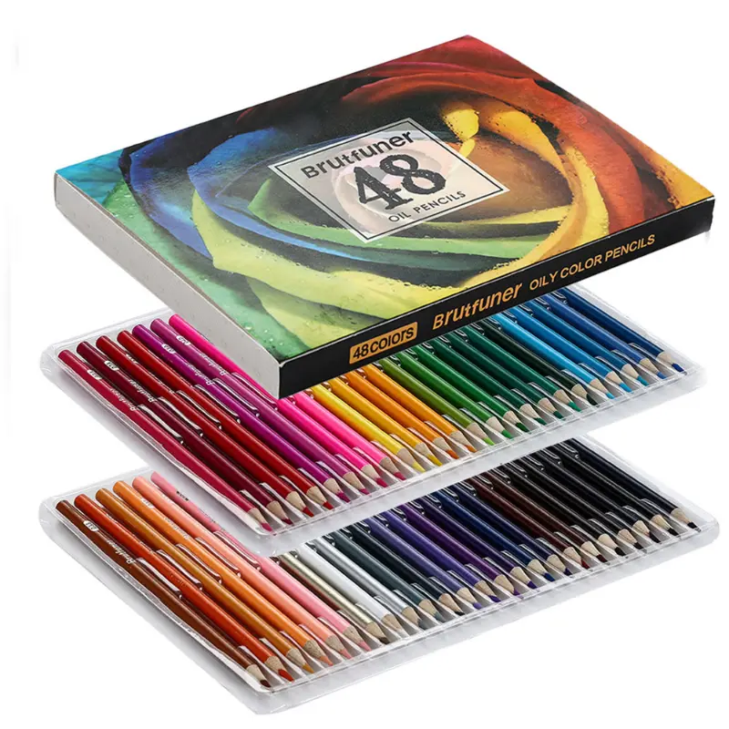 Brutfuner 48 Colors Professional Watercolor Colored Pencil Set Oil Colors  Pencil Set For Draw Coloring School Art Supplies