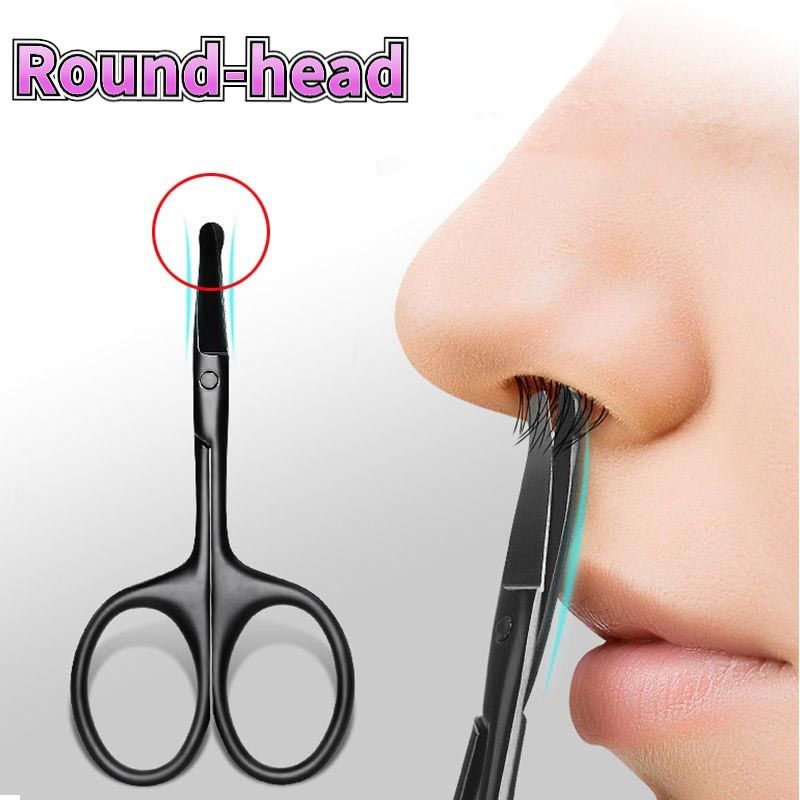 Unisex Stainless Steel Black Round Head Safe Nose Hair Scissors Multi  Purpose Stainless Steel Curved Small Scissors - Beauty & Personal Care -  Temu