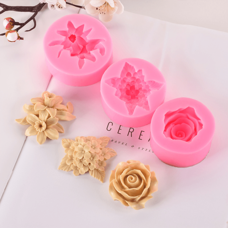 3D Silicone Flower Mold for Cake Soap Molds Silicone Flower Soap Mold Form  Chocolate Cake Mold Handmade DIY Cake Fondant Decoration Soap Making