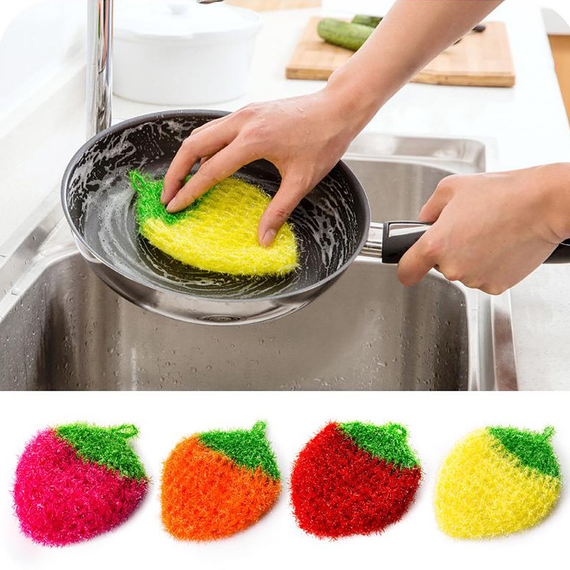 Fun Dish Scrubber by Dish Scrubbie (3PK Mix) - Fruit Shaped Kitchen Sponge  Washing Dishes - Reusable Sponges for Scrubbing, Cleaning, Dishwashing - No