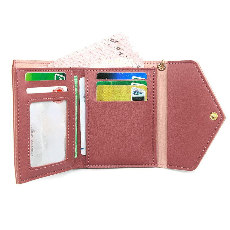 Women's Short Wallet Heart Pendant Clutch Multi card Slot Card Holder Cute Coin Purse