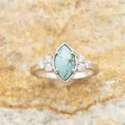3 pieces set womens 18k gold plated multilayer hollow turquoise rings with delicate moissanite engagement wedding rings anniversary birthday christmas gift jewelry sizes 5 11 details 0