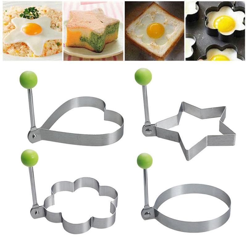 Moocorvic Egg Mold Pancake Mold for Cooking, Stainless Steel Egg Ring Molds  With Handle Heart Baking Omelette Ring