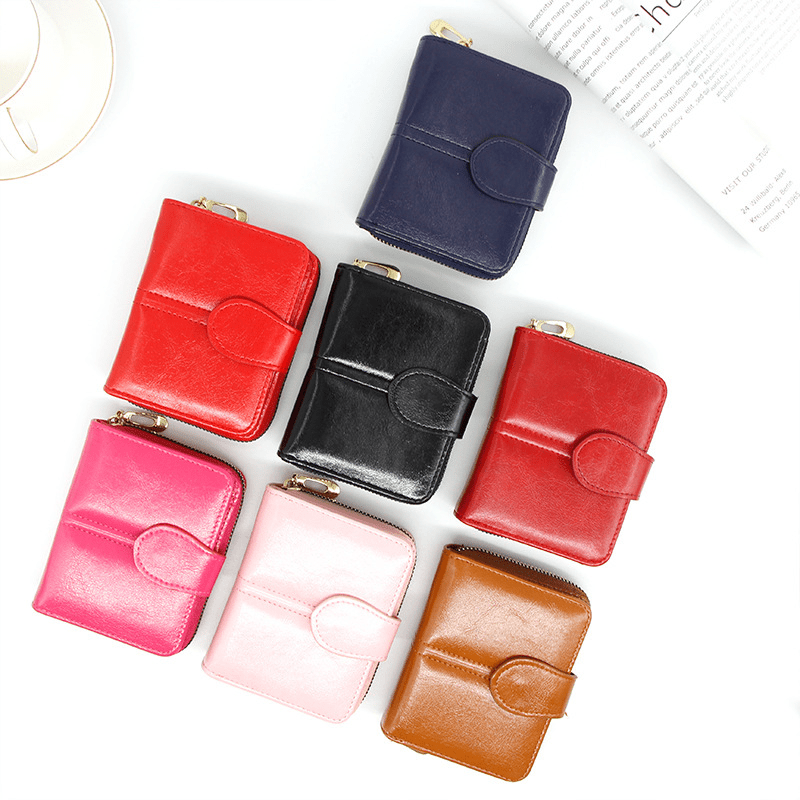 Retro Double Layer Coin Purse For Women, Mini Oil Wax Leather Storage Bags,  Genuine Leather Kiss Lock Wallet For Key, Earphone - Temu