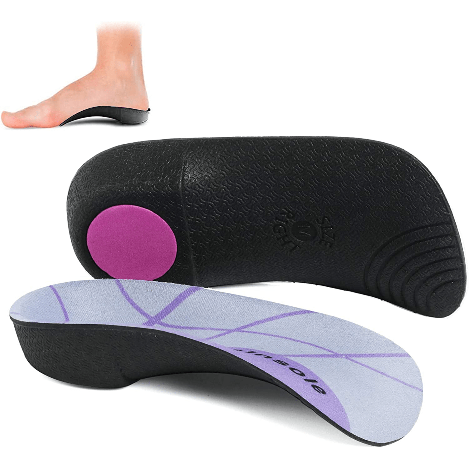 1 Pair Unisex High Arch Support Foot Insoles For Over Pronation Plantar Fasciitis Flat Feet Shoe