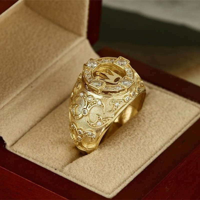 Heart Shaped Men's Crown Ring