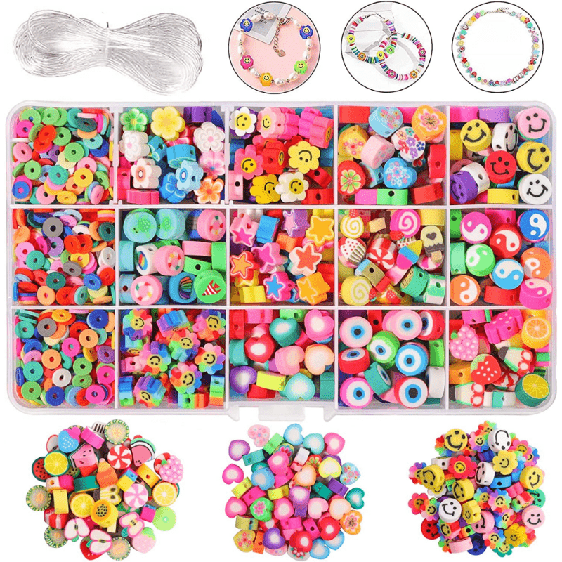 20Pcs/Lot Mixed Flower Shape Clay Beads 10mm Polymer Clay Spacer