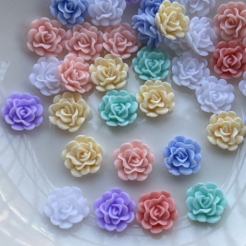 

50pcs About 11mm/12mm Resin Flowers Decoration Crafts Flatback Cabochon For Scrapbooking Diy Accessories Cake Decor