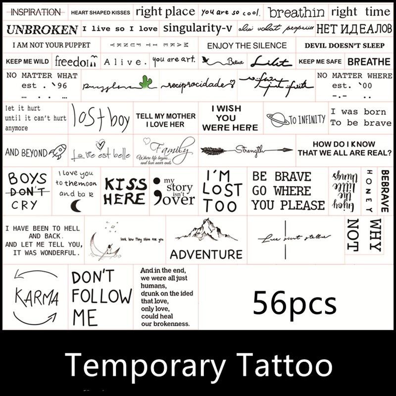 56 Pcs English Alphabet Tattoo Stickers Waterproof Tattoo Stickers For Men  And Women | High-quality & Affordable | Temu