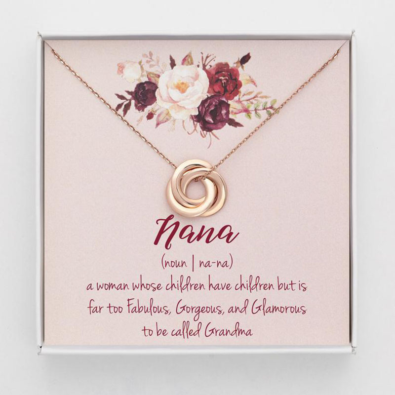 

Nana Gift Infinity Love Necklace, Mother's Day Present For Grandma, Birthday Jewelry, Eternal Circle Pendant Necklace With Floral Card