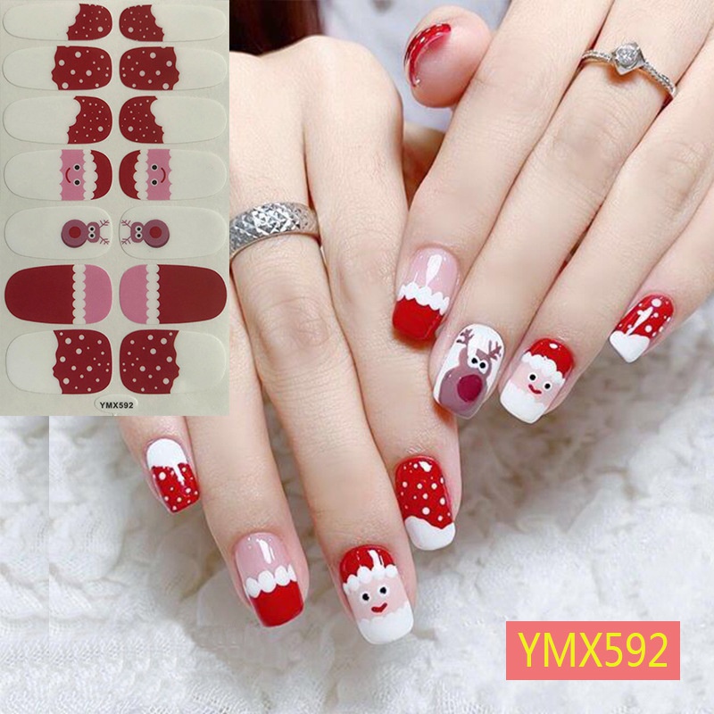 

1 Sheet (14pcs Stickers) Christmas Series Self Adhesive Full Cover Nail Art Stickers, 12 Choices