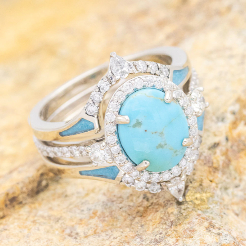 Fashion Luxury Long Lasting Elegant Diamond Women Engagement Wedding Ring  Set With Case