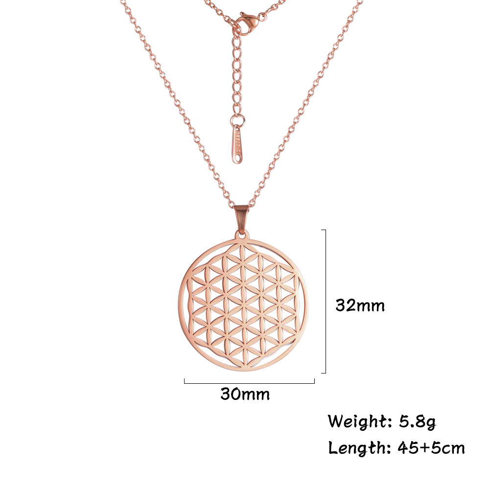 Flower Of Life Lotus Stainless Steel Charms Necklace Pendant - Temu