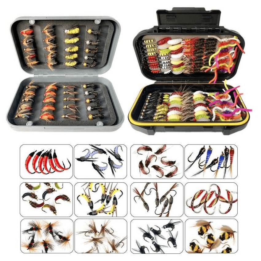 48/72/96/114/148/196pcs Fly Fishing Dry/Wet * With Hook Assortment Kit For  Trout Fishing, Fishing Accessories