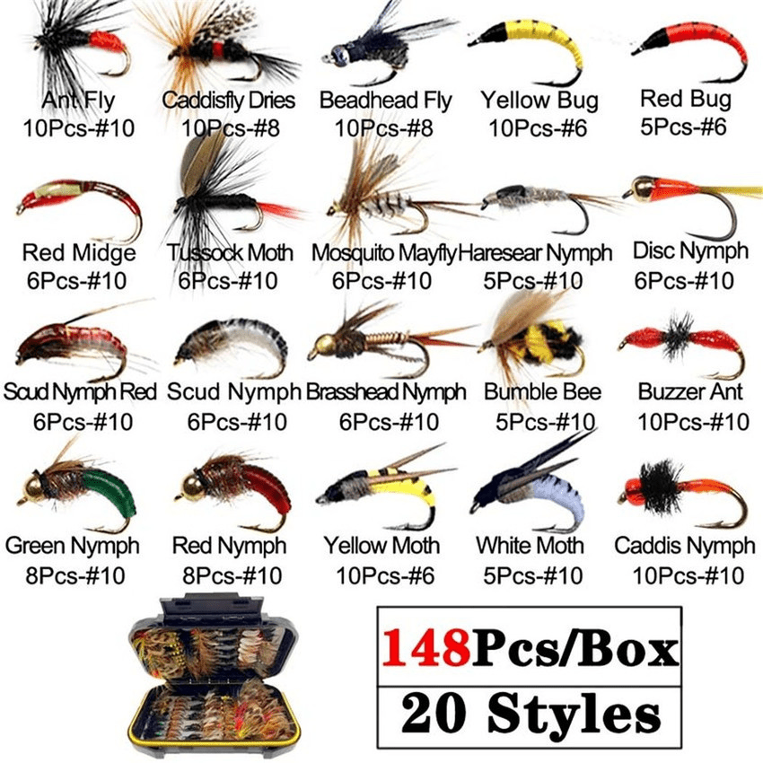 Buy Joyzan Fly Fishing Flies, Fly Fish Lure Kit Accessory Flyfishing Gear  Floating Lures Dry Insect Assortment Set Box Lakes Rivers Reservoirs Nymphs  Streams Sinking Salmon Realstic Trouts Emerger 40Pcs Online at