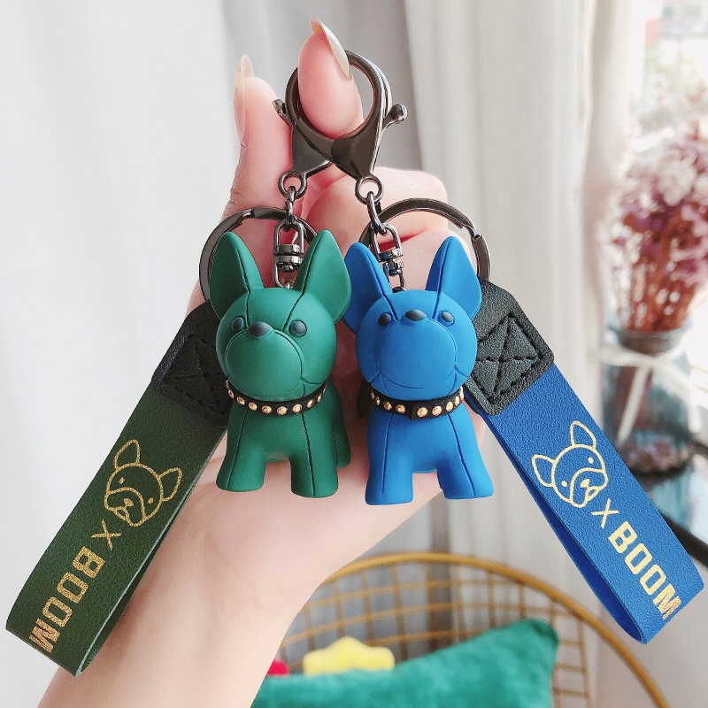 Cartoon French Bulldog Keychain Boom Dog Ornament Resin Puppy Keychain  Little Shiba Inu Doll Keyring Cartoon Animal Bag Pendant Car Key Pendant  Metal Keyring Men Women Boy Girl