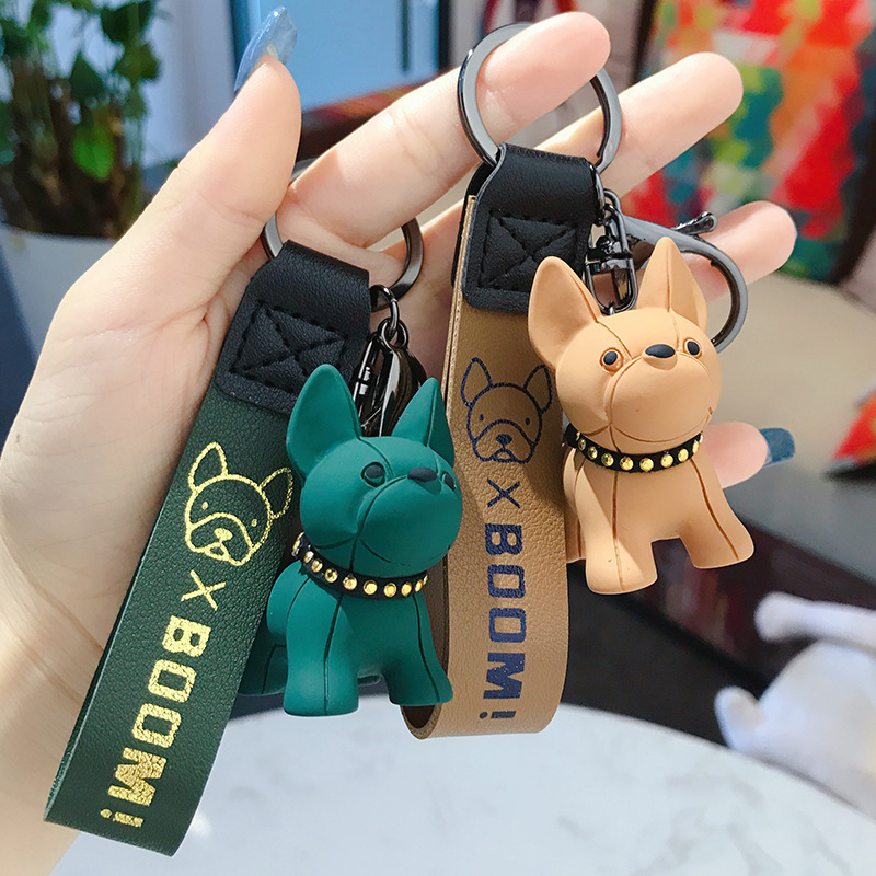 Cartoon French Bulldog Keychain Boom Dog Ornament Resin Puppy Keychain  Little Shiba Inu Doll Keyring Cartoon Animal Bag Pendant Car Key Pendant  Metal Keyring Men Women Boy Girl