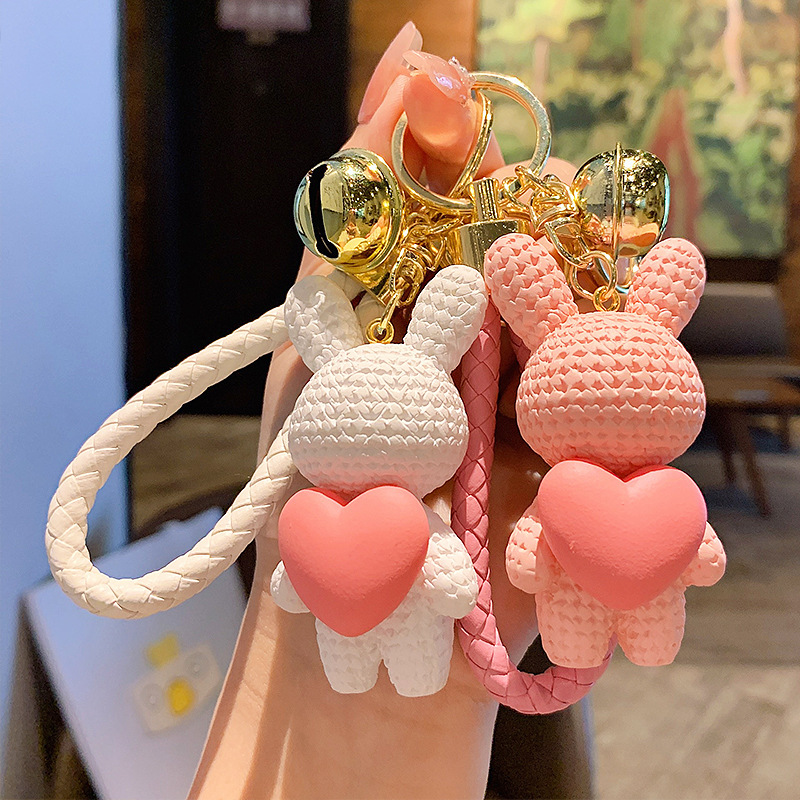Cartoon Cute Resin Rabbit Keychain Love Letter Animal Bunny Doll Car Key  Chain Women Girl Bag Charm Pendant Key Chains Gifts
