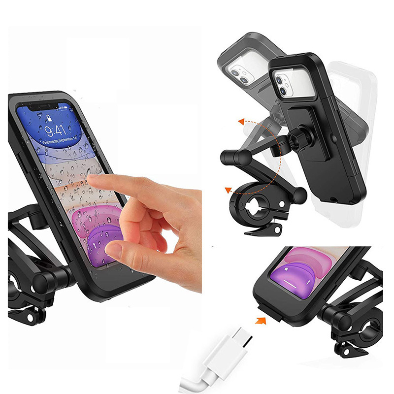 Bicycle Mobile Phone Holder Stand Waterproof Motorcycle Bike Phone Mount  Case 