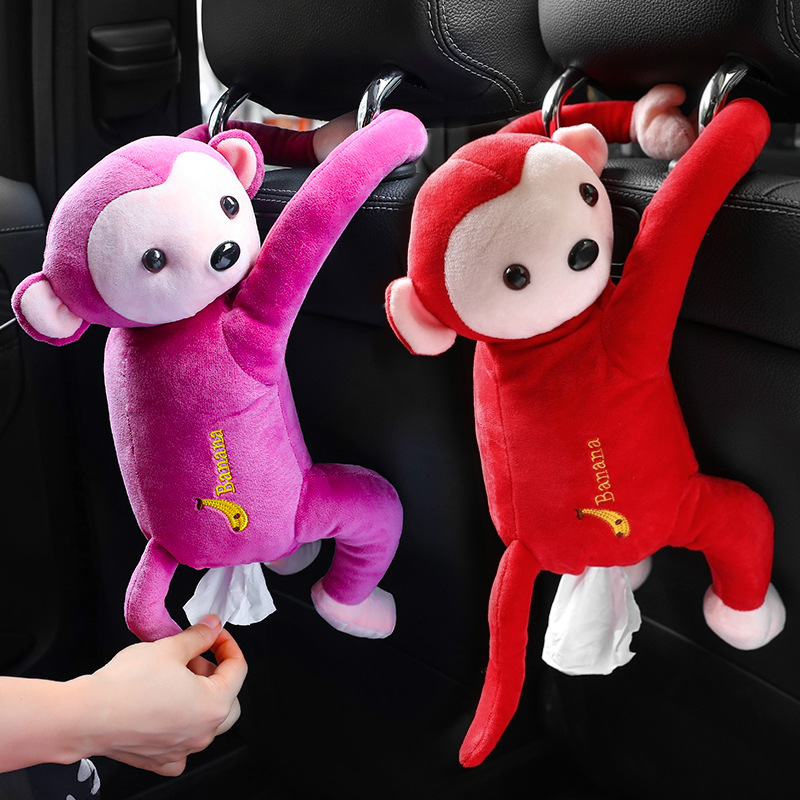 1pc Affe Design Plüsch Taschentuchhalter Hängende Tasche Niedliche Cartoon  Tiere Papier Aufbewahrung Taschentuch Tablett Container Abdeckung Für Auto
