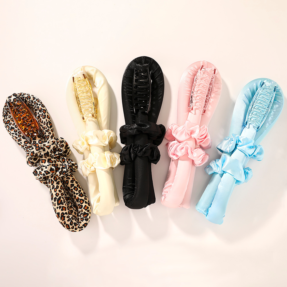 Satin Heatless Curling Rod Headband Foam Hair Rollers Long Hair