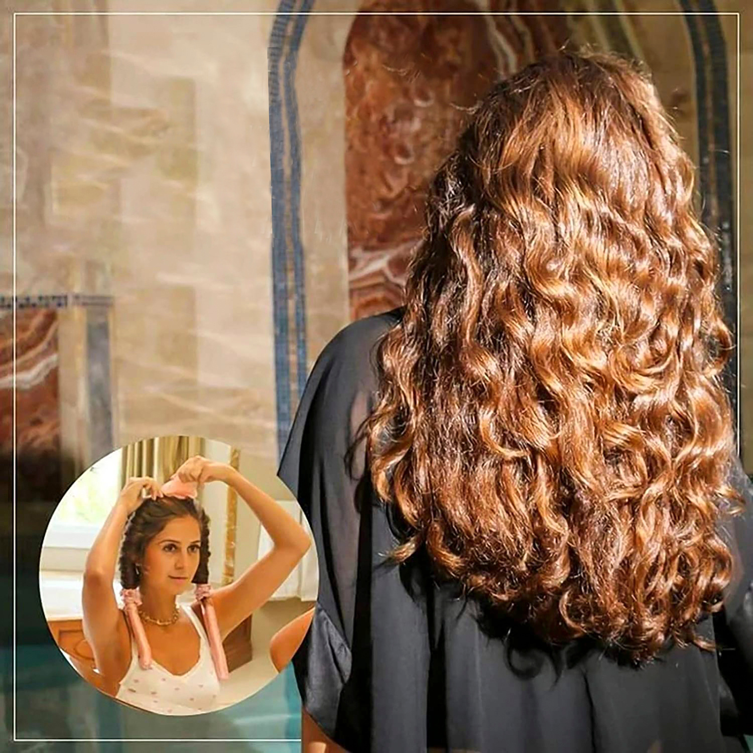 Satin Heatless Curling Rod Headband Foam Hair Rollers Long Hair