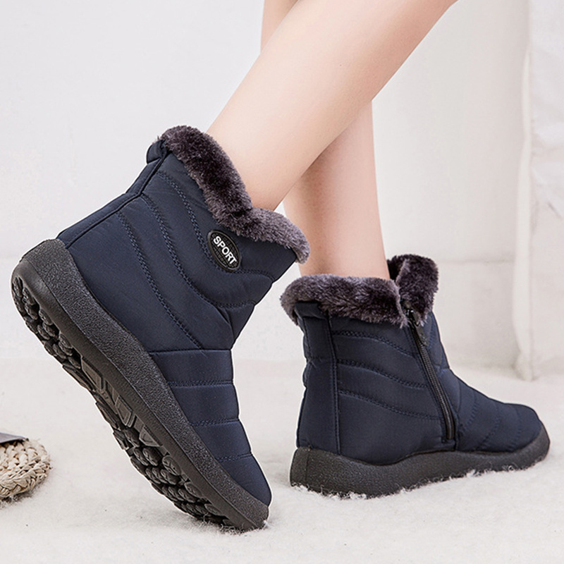 Lined Snow Boots Women s Warm Faux Fur Winter Side Zipper - Temu