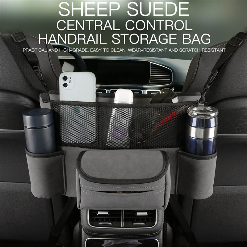 Leather Backseat Hanging Bag Middle Seat Storage Net - Temu