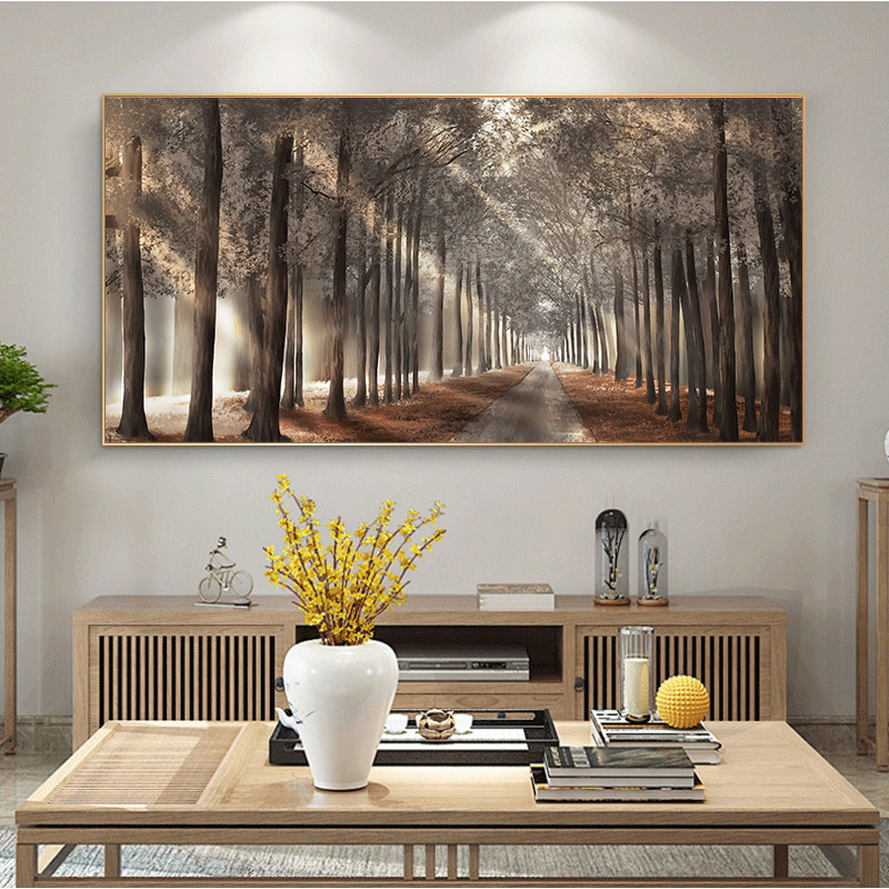 

1pc Nature Sunshine Canvas Painting, Trees Poster, Landscape Forest Wall Art Pictures, Scandinavian Prints, For Home Decor, No Frame