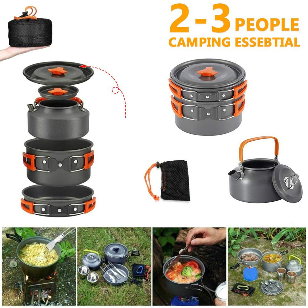 Outdoor Cook Gear Collapsible Aluminum Nonstick Backpacking Lightweight Pots  and Pans Camping Cookware - China Camping Pots and Pans and Mess Kit price