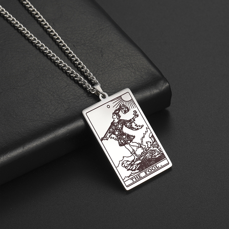 Stainless Steel Tarot Card Pendant Necklace 18k Gold Plated - Temu