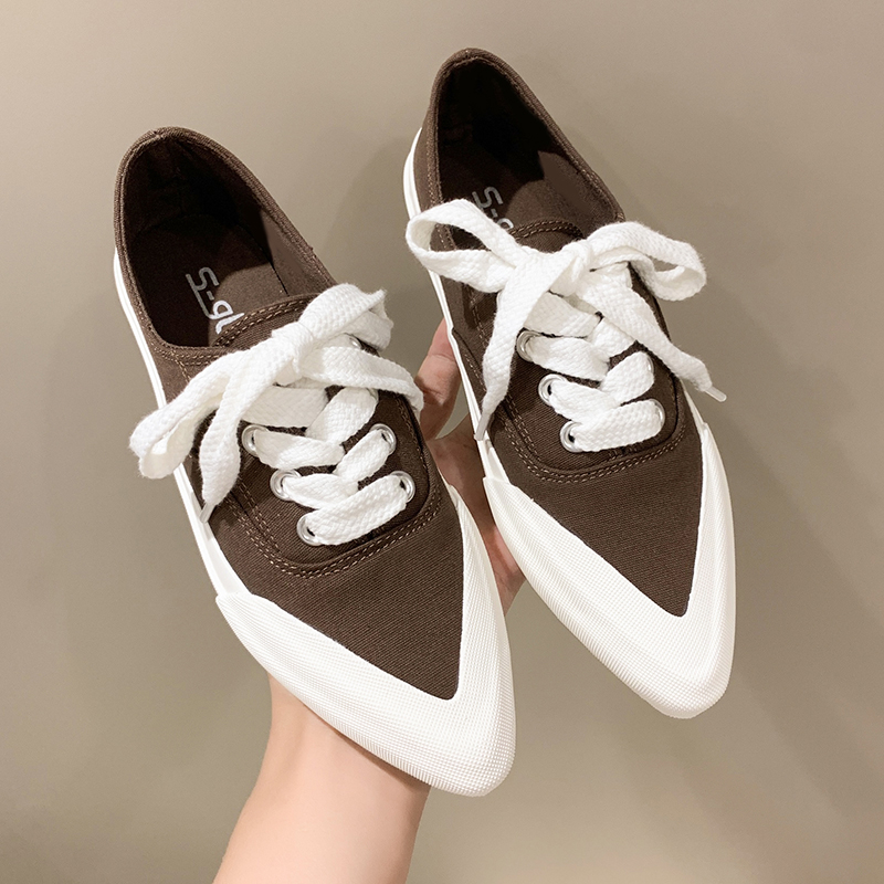 Casual Flats Women Shoes 2022 New Winter Fashion Pointed Toe Loafers Canvas  Sport Sneakers Running Walking Shoes, Free Shipping For New Users