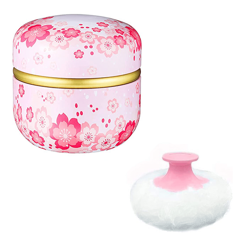 2 Pieces Body Powder Puff and Container, Soft Powder Puffs and 2 Pieces  Spoon Loose Powder Tea Container Case Dusting Powder Boxes for Baby Women  Home