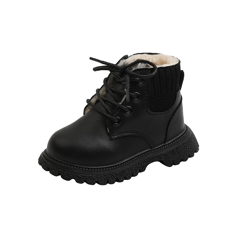 kids boys velvet boots soft soled non slip high top shoes Temu