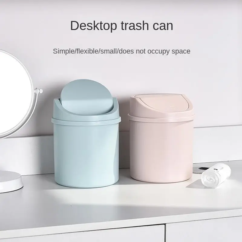Desktop Small Trash Can Girly Cute Mini Storage Box With - Temu